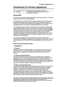 commercial-co-venture-agreement-template