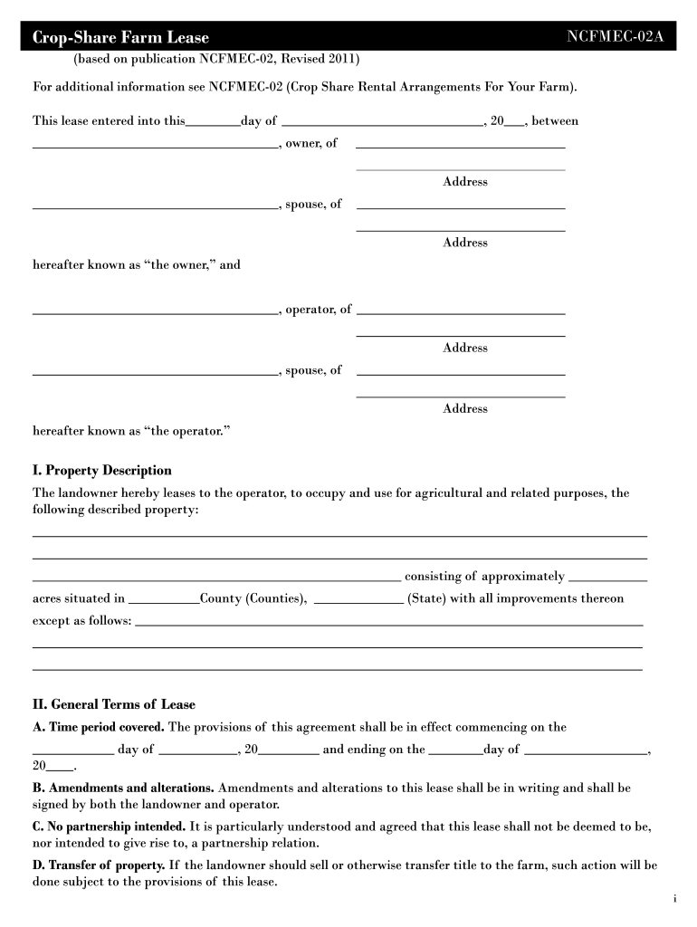 Crop Share Lease Agreement Template
