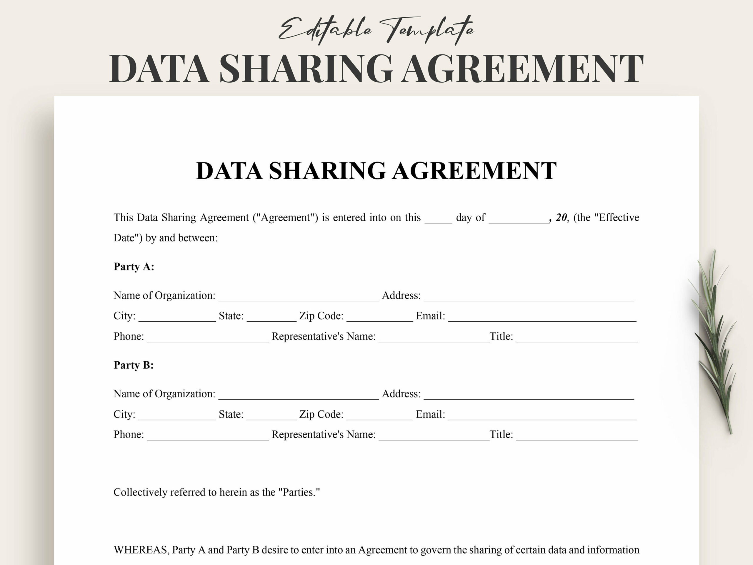 Data Sharing Agreement Template GDPR