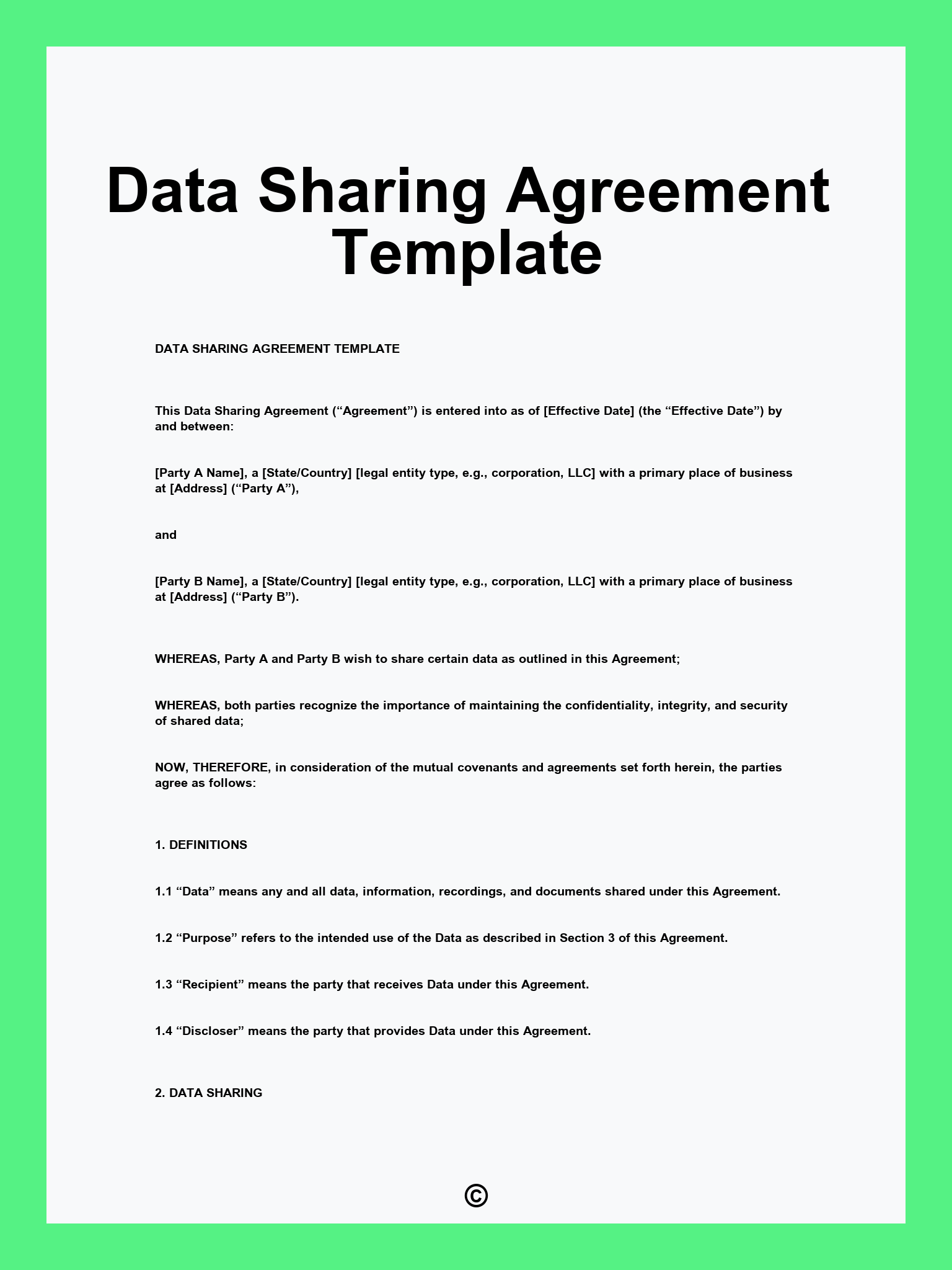 Data Sharing Agreement Template Npc