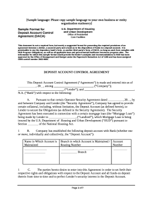 Deposit Account Control Agreement Template