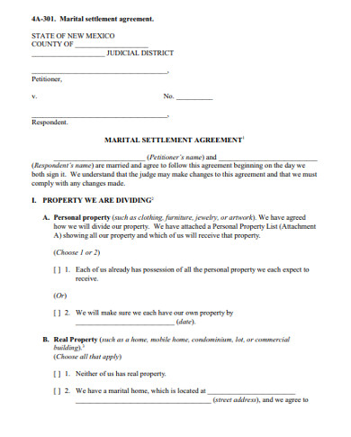 Division Of Assets Agreement Template