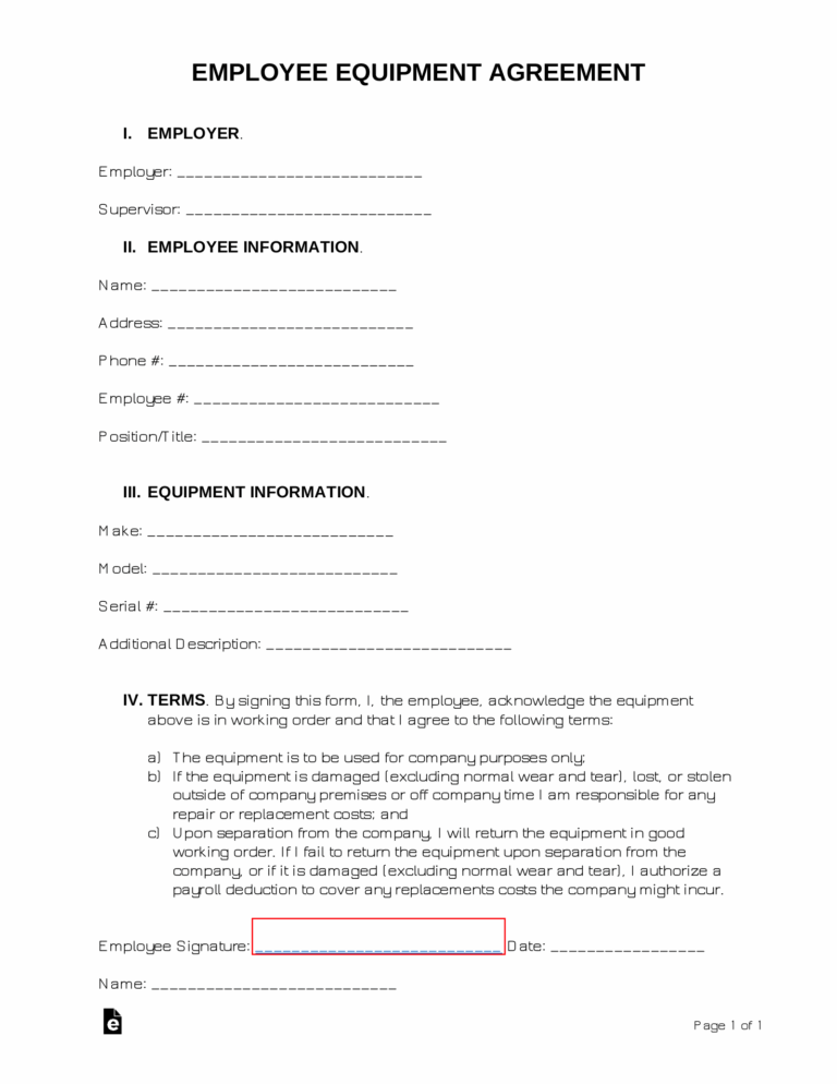 Employee Computer Use Agreement Template