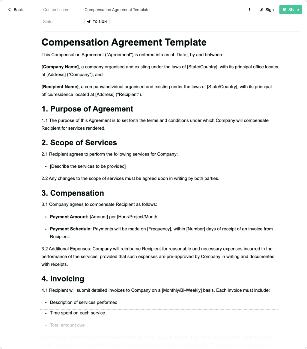 Employee Equity Compensation Agreement Template