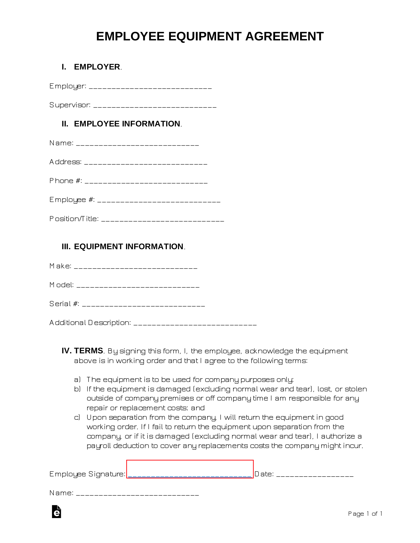 Employee Technology Use Agreement Template