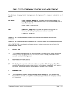 employee-use-of-company-vehicle-agreement-template