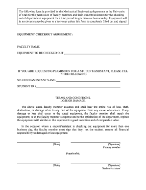 Equipment Sign Out Agreement Template
