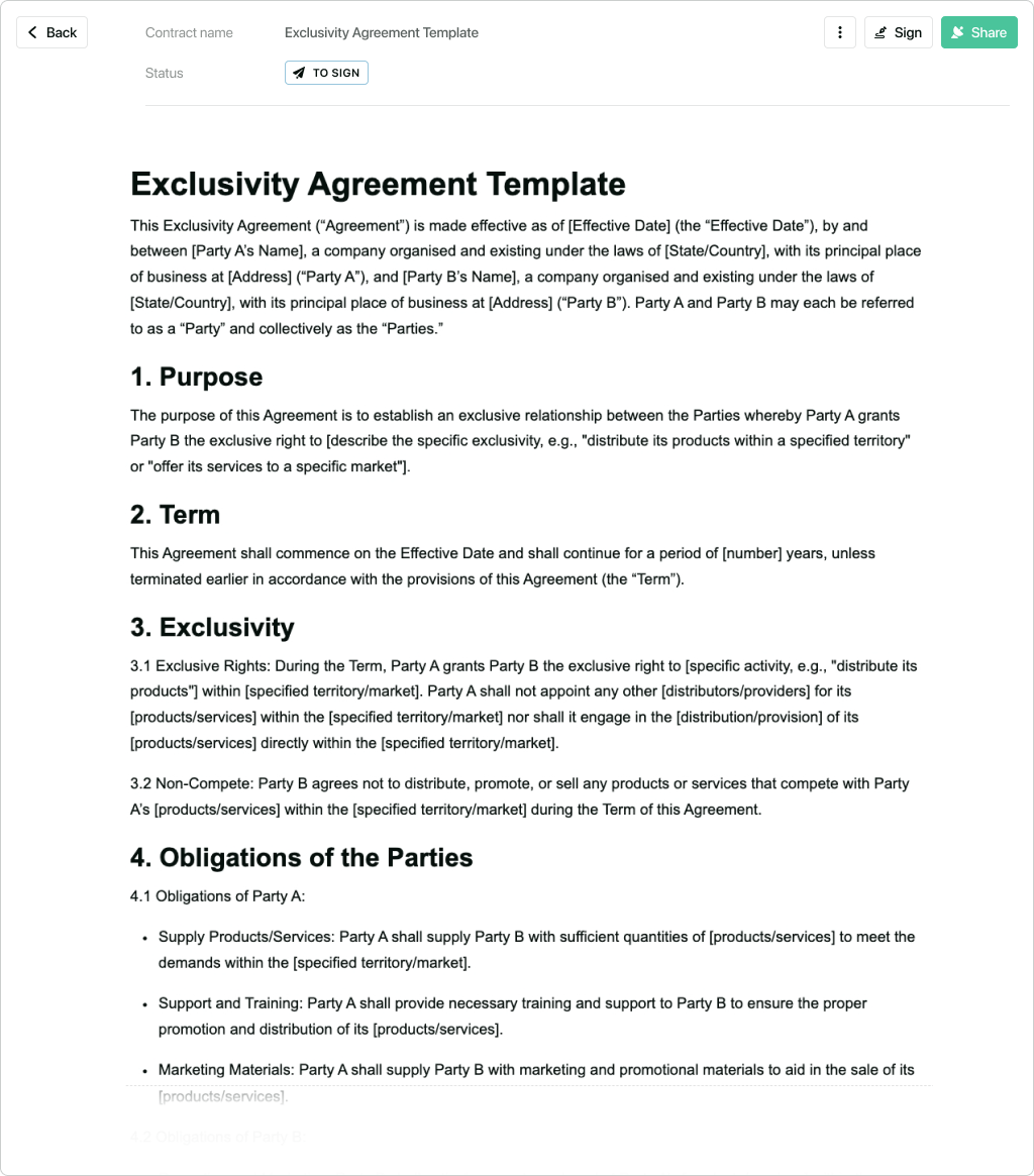 Exclusivity and Confidentiality Agreement Template