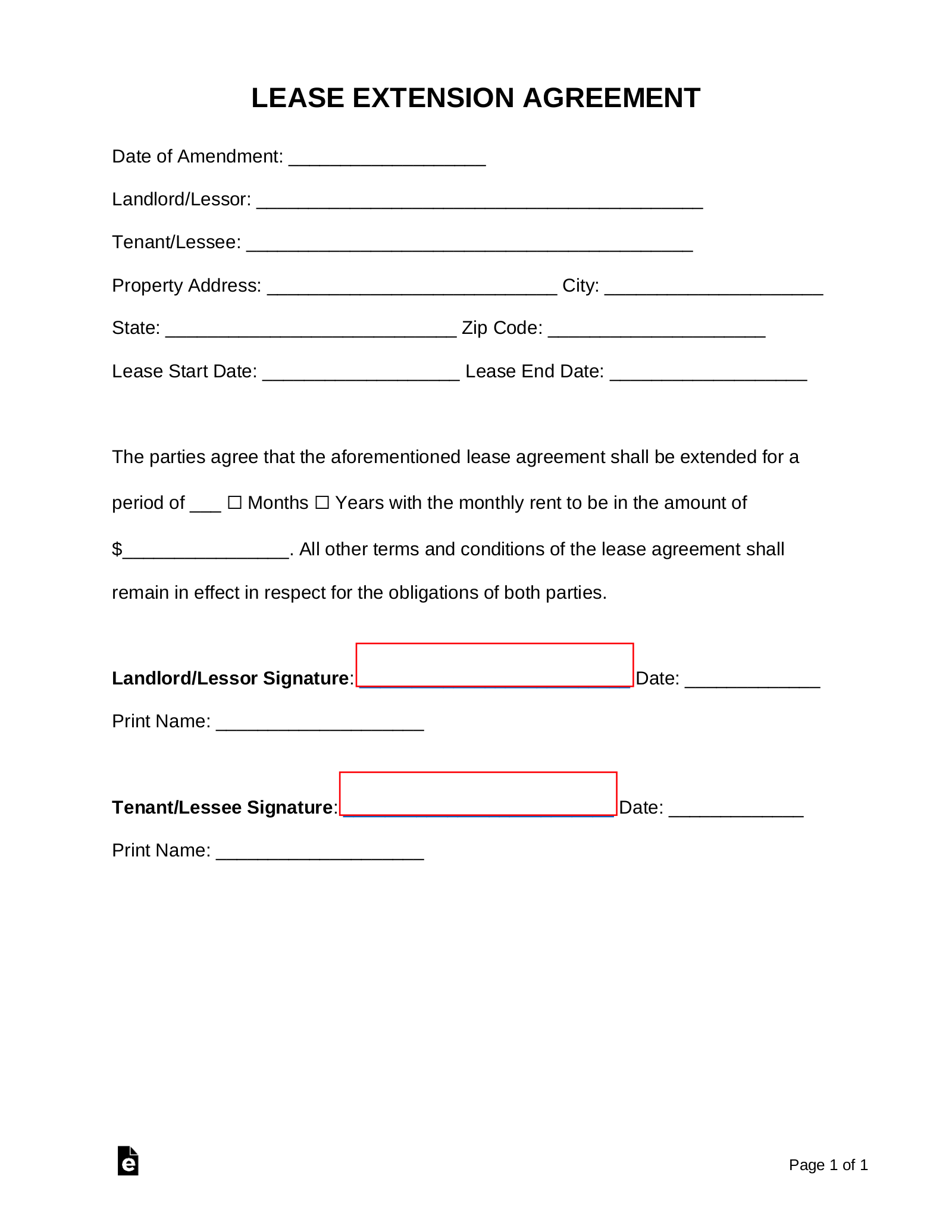 Extension of Tenancy Agreement Template
