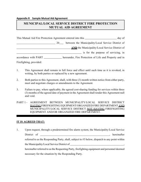 Fire Department Mutual Aid Agreement Template