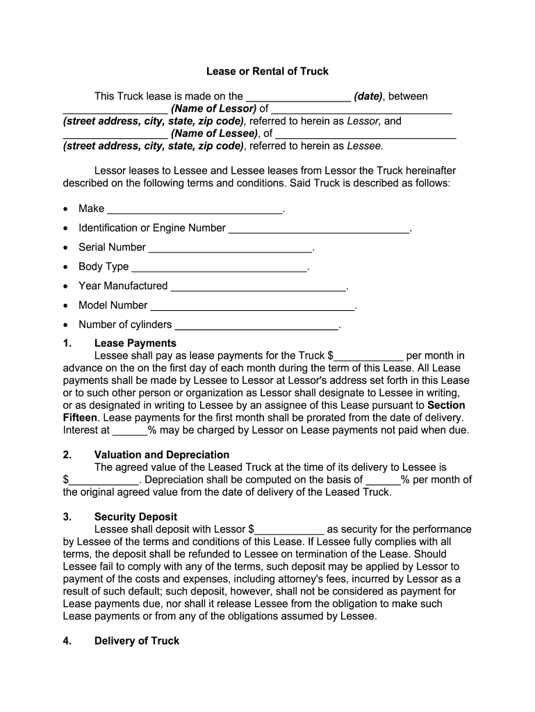 Food Truck Rental Agreement Template