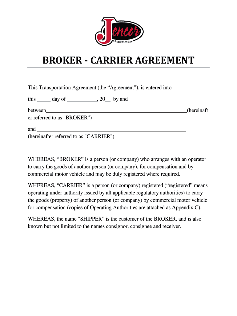 Freight Broker Shipper Agreement Template