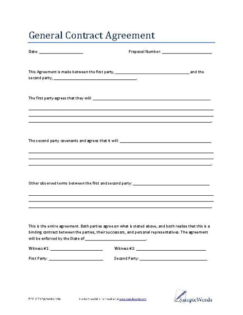 General Agreement Legal Agreement Template