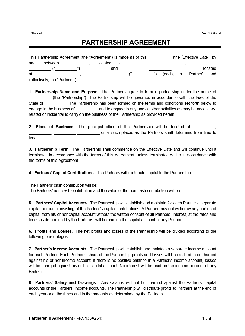 General Business Partnership Agreement Template