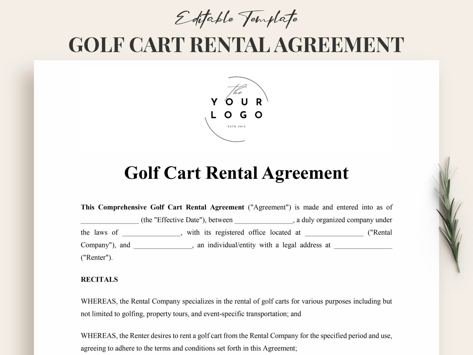 Image 2 for Golf Cart Rental Agreement Template