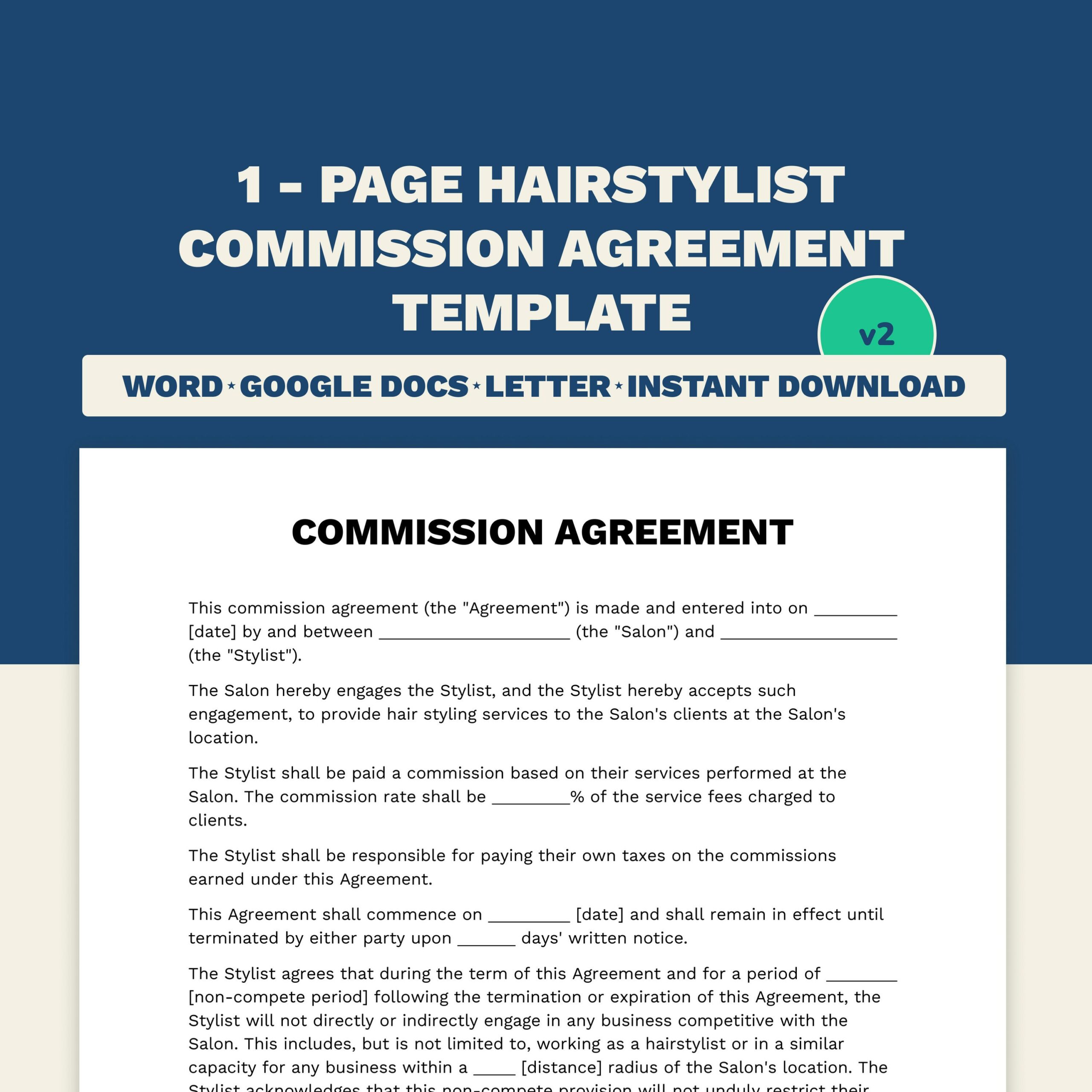 Hair Stylist Commission Agreement Template