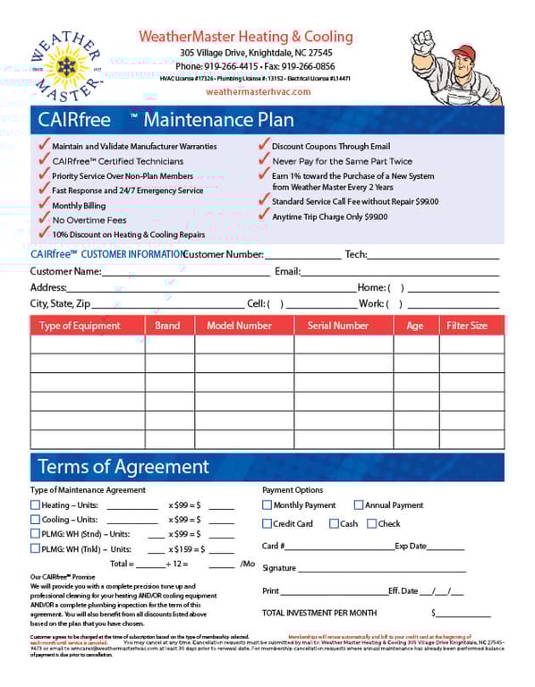 HVAC Preventive Maintenance Agreement Template
