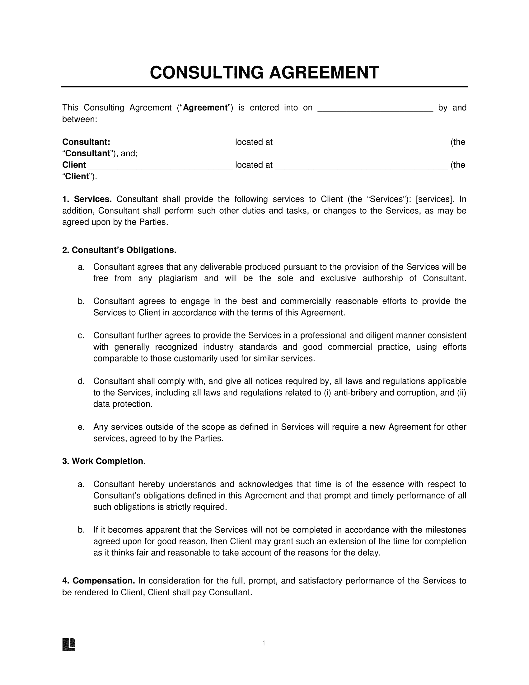 Independent Contractor Consulting Agreement Template