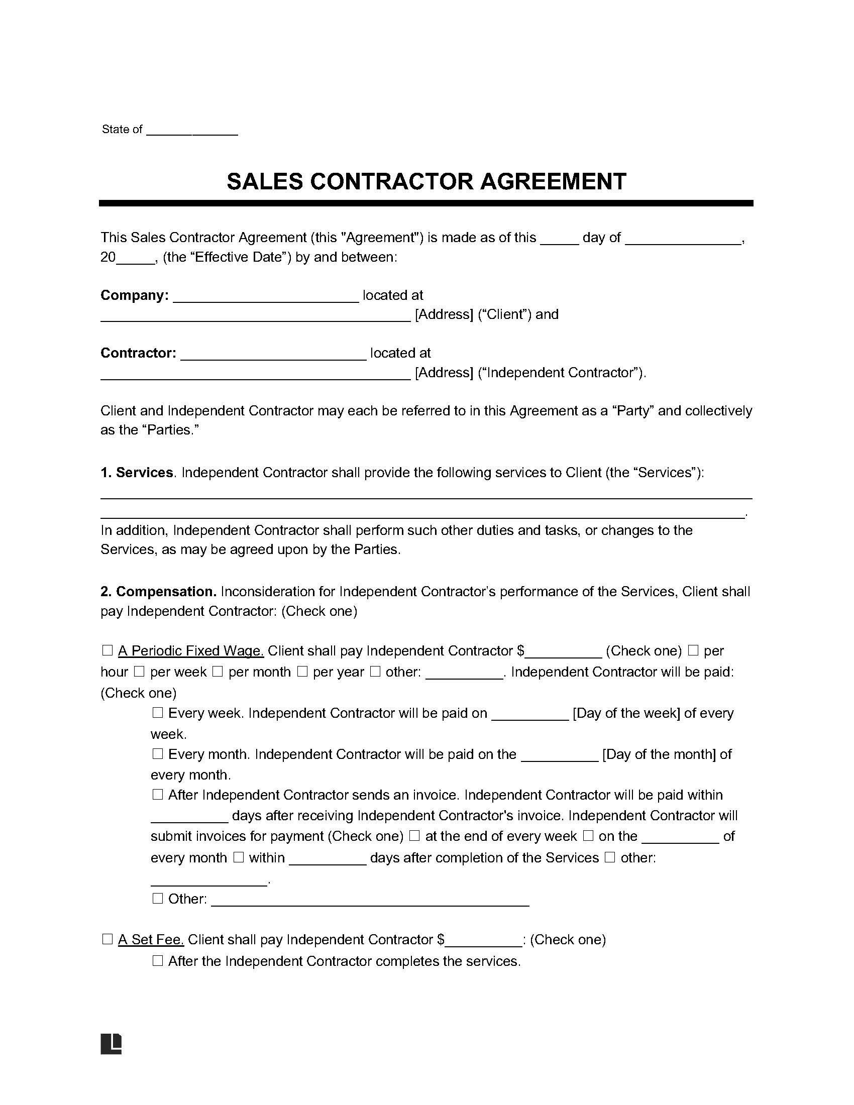 Independent Contractor Sales Agreement Template