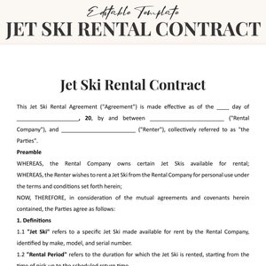 Jet Ski Rental Agreement Template
