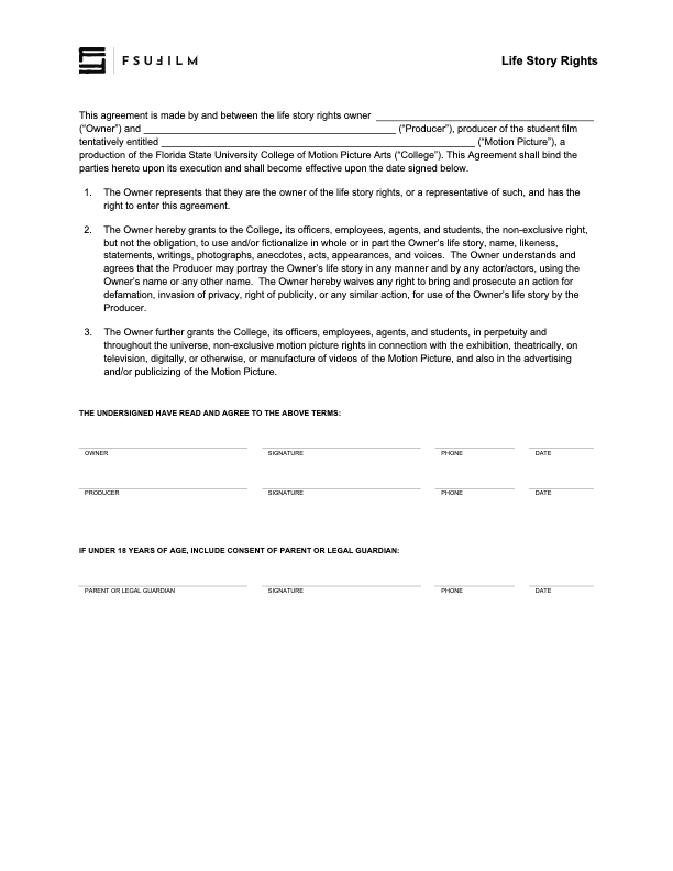 Life Story Rights Agreement Template