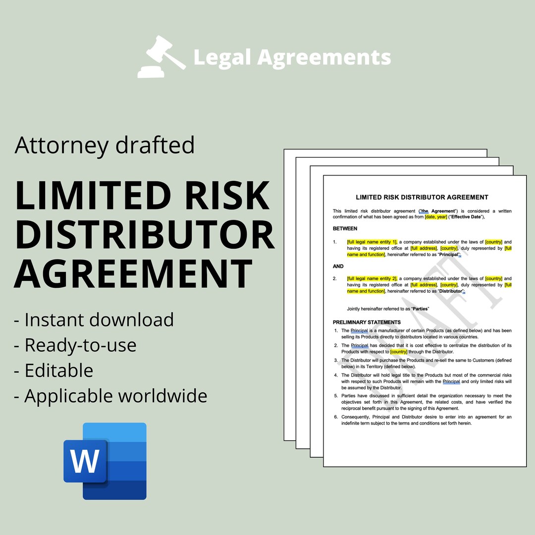 Limited Risk Distributor Agreement Template