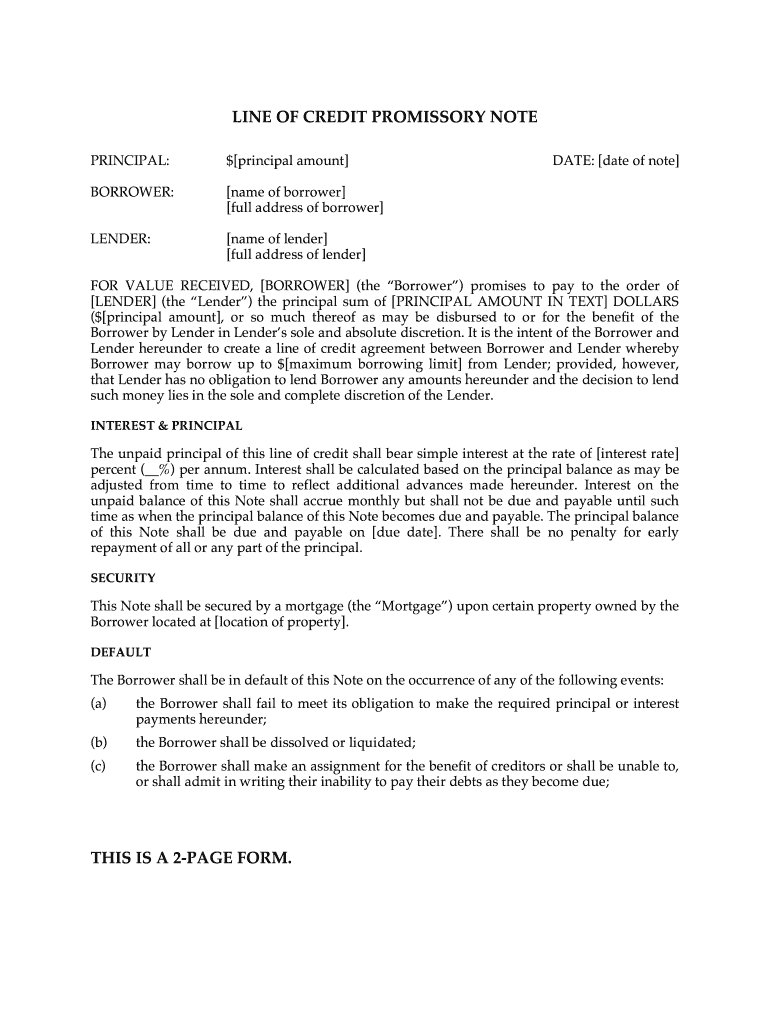 Line Of Credit Loan Agreement Template