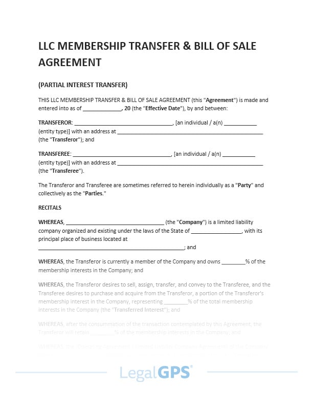 LLC Membership Transfer Agreement Template