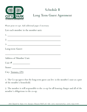 Long Term Guest Agreement Template