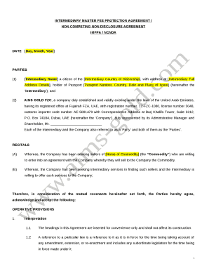 Master Fee Protection Agreement Template