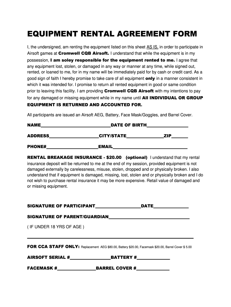 Medical Equipment Lease Agreement Template
