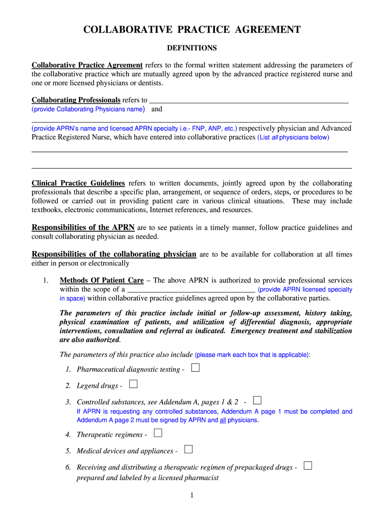 Missouri Collaborative Practice Agreement Template