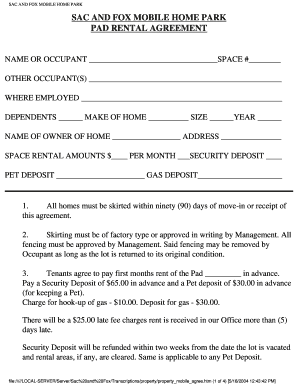 Mobile Home Lot Lease Agreement Template