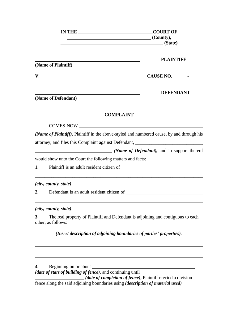 Neighbor Fence Agreement Template California