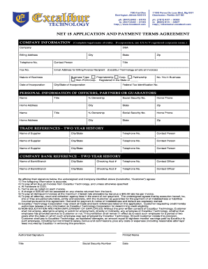 Net 15 Terms Agreement Template