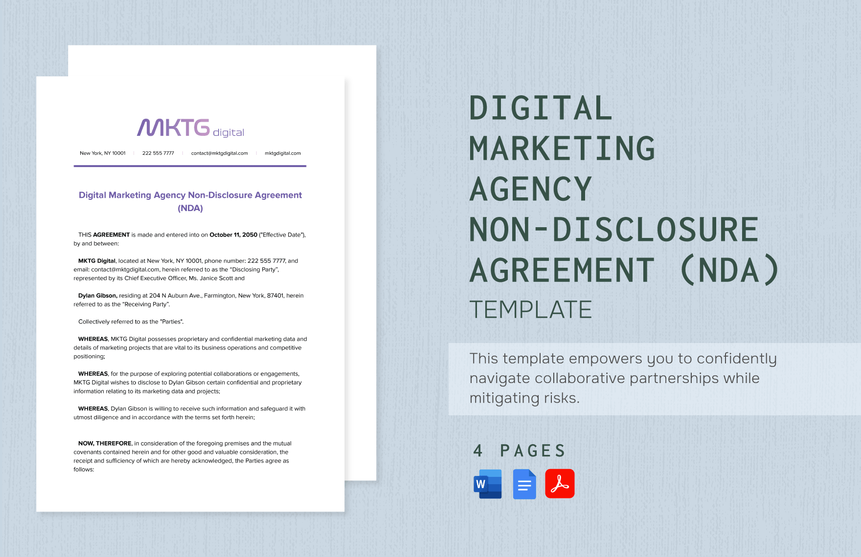 Non Disclosure Agreement Template Advertising Agency