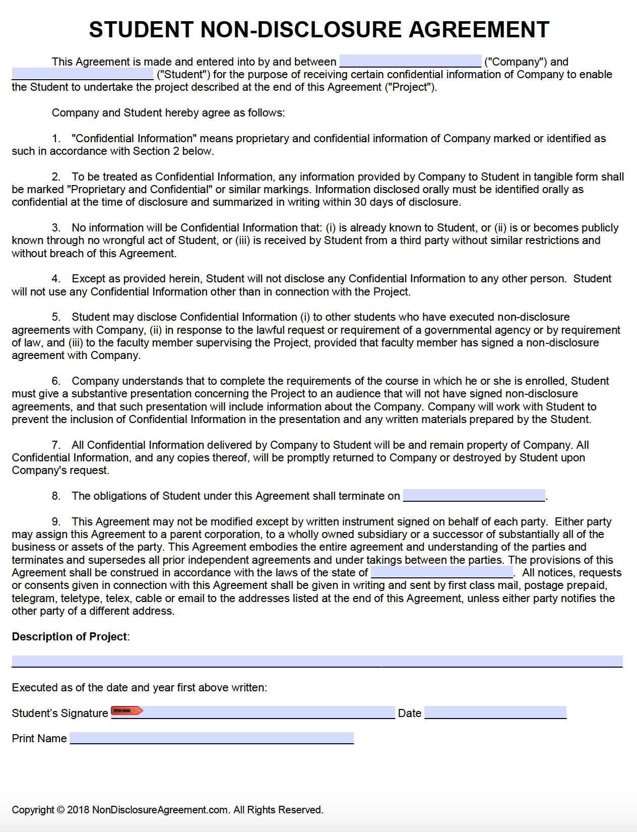 Non Disclosure Agreement Template for Research