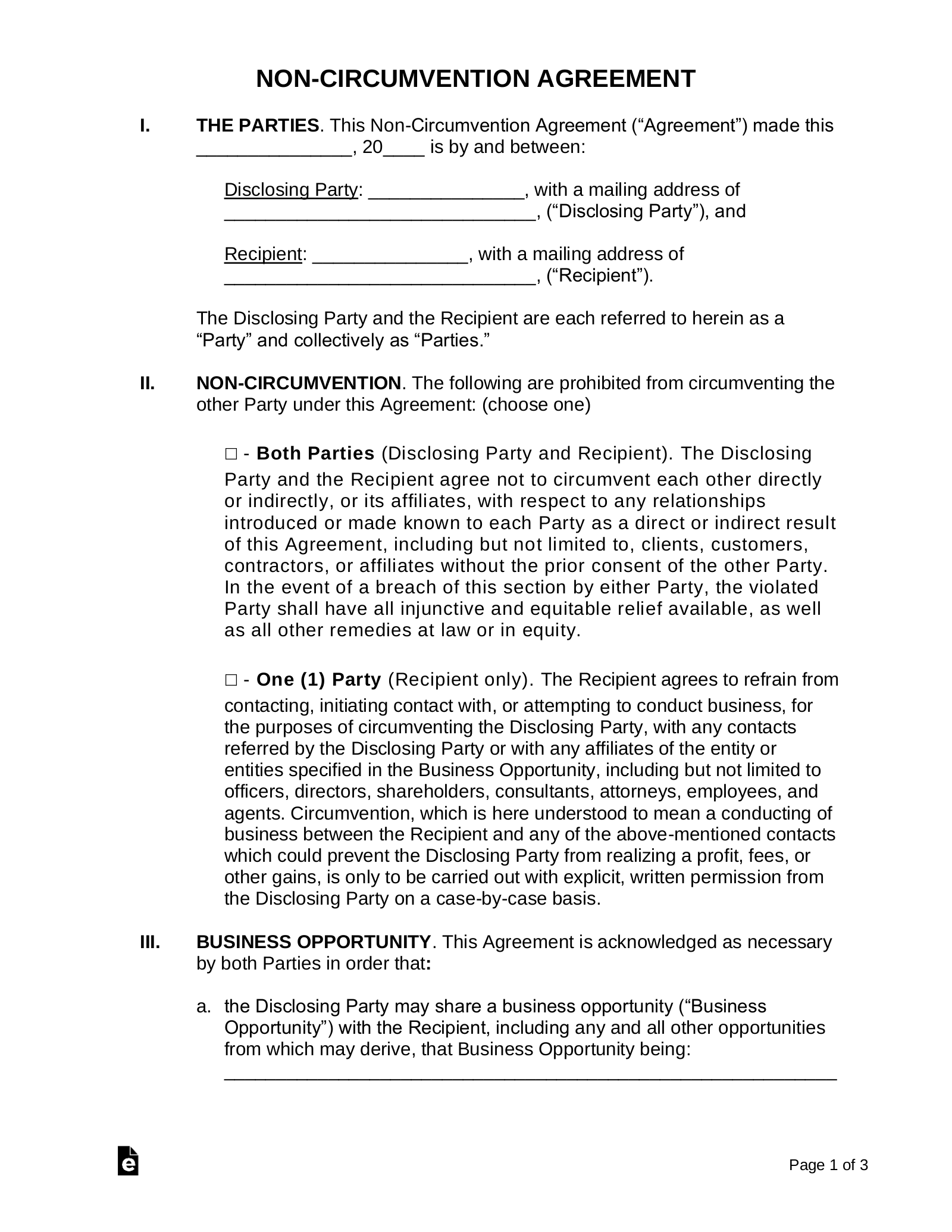 Non Disclosure Non Circumvention Agreement Template