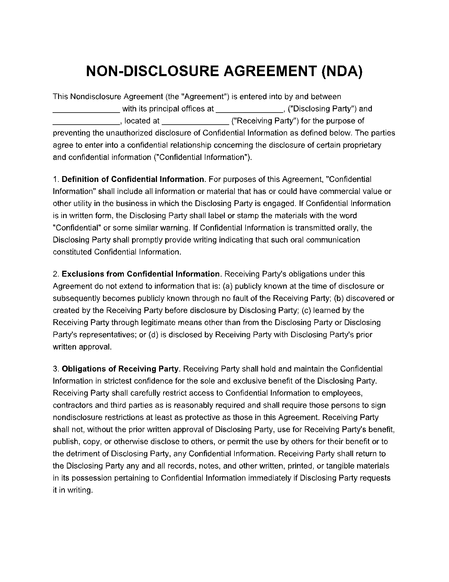 Non Disclosure Settlement Agreement Template