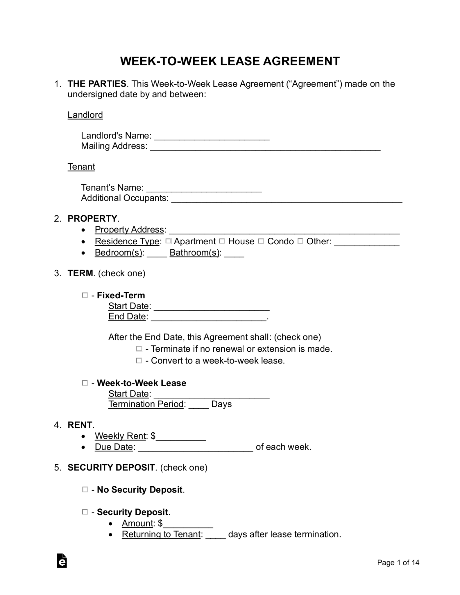 Non Housing Act Tenancy Agreement Template