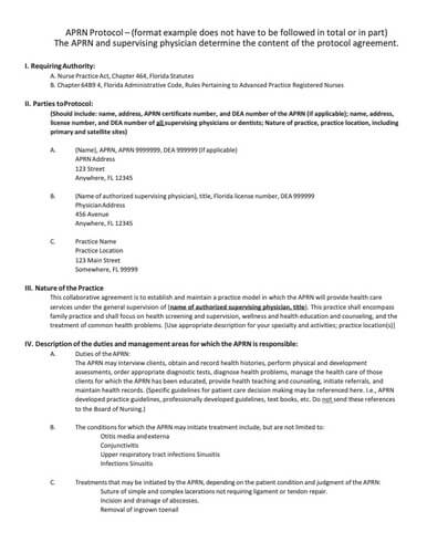 Nurse Practitioner Collaborative Agreement Template Florida