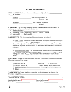 One Page Rental Agreement Template one-page-rental-agreement-template
