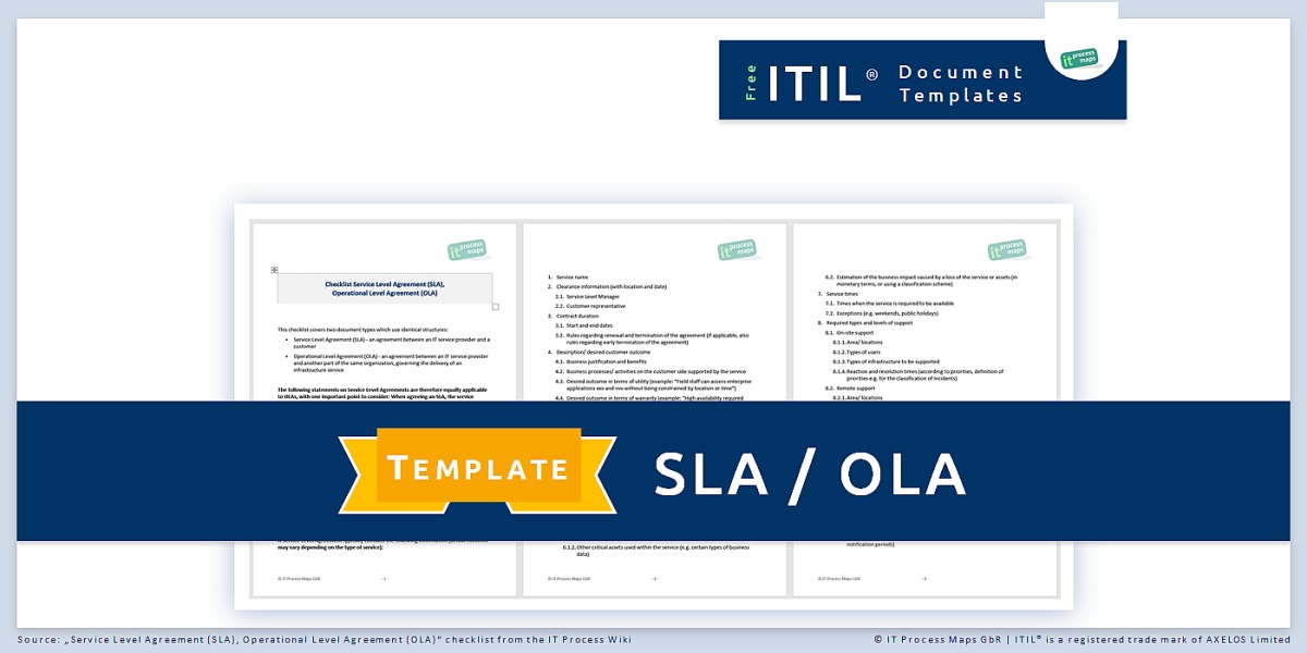 Operational Level Agreement Template ITIL