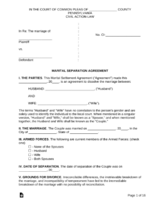 pa-divorce-settlement-agreement-template