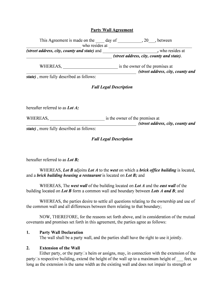Party Wall Agreement Template for Loft Conversion