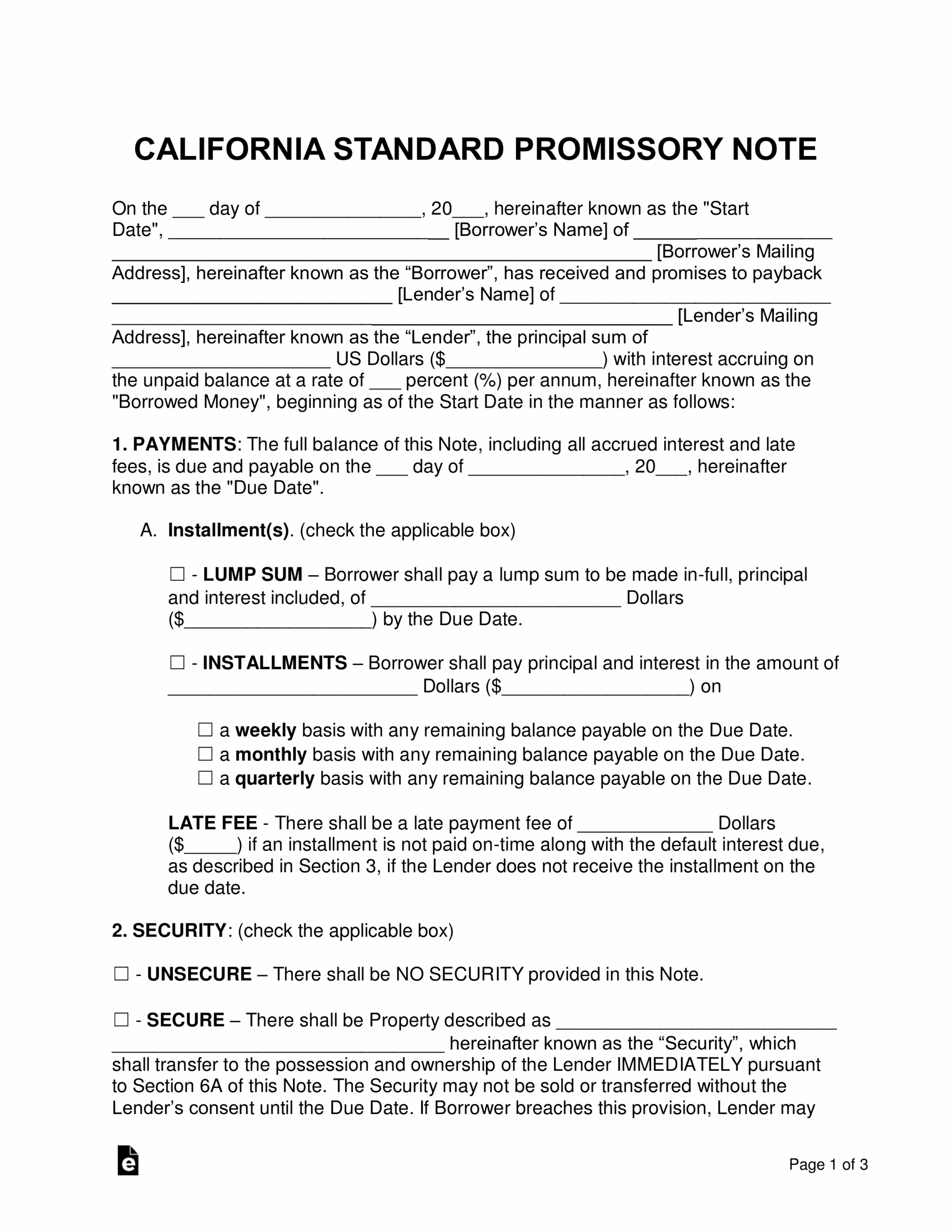 Personal Loan Agreement Template California