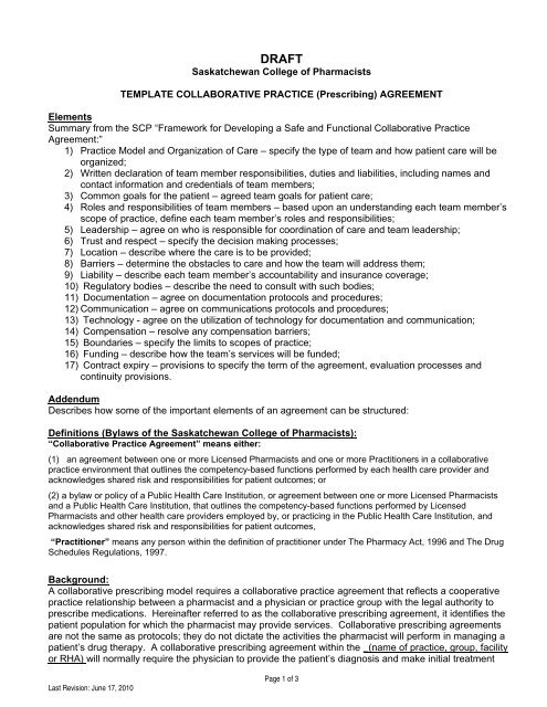 Pharmacist Collaborative Practice Agreement Template