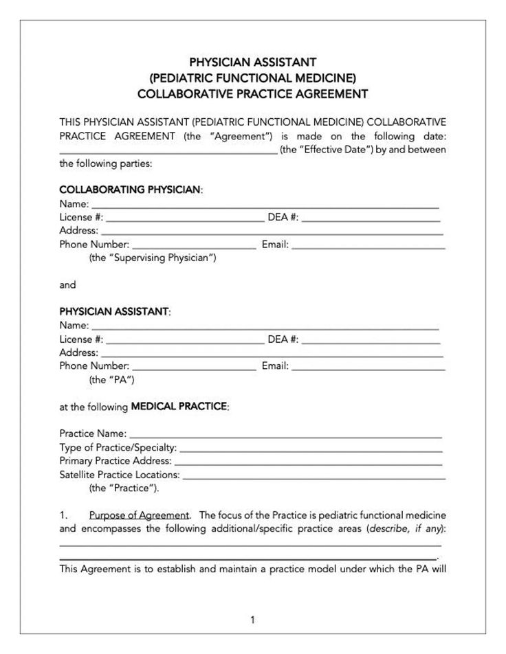 Physician Assistant Collaborative Agreement Template