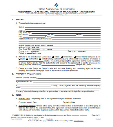 Real Estate Asset Management Agreement Template