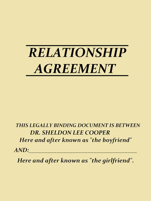 Relationship Agreement Template Big Bang Theory